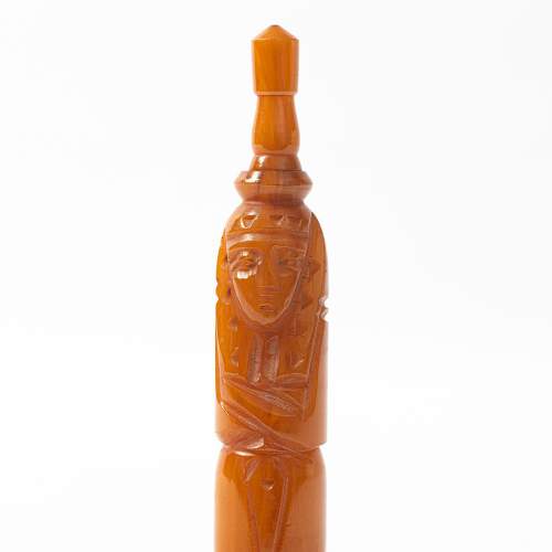 Vintage 1930's Amber Coloured Bakelite Pharaoh Scent Bottle image-4