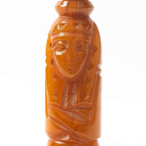 Vintage 1930's Amber Coloured Bakelite Pharaoh Scent Bottle image-5