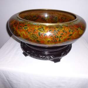 Very Large Chinese Cloisonne Bowl and Stand