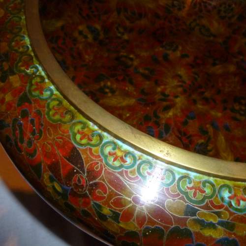 Very Large Chinese Cloisonne Bowl and Stand image-4