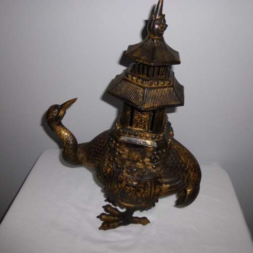An Unusual Large Chinese Bronze Censer in the form of a Bird image-4