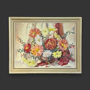 20th Century Signed Watercolour Study of Mixed Chrysanthemums