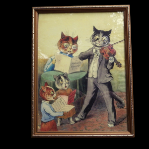 Louis Wain Early 20th Century Chromolithograph Print Musical Cats