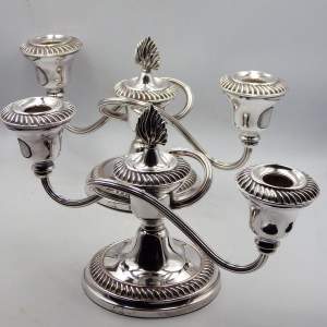 Fine Quality Pair of Silver Plated on Copper Candelabras