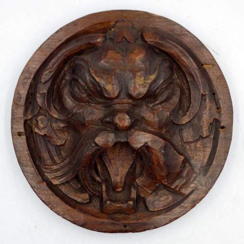 Antique 19th Century Carved Pine Green Man Roundel image-1