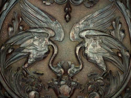Antique 19th Century Carved Griffins Walnut Panel image-4