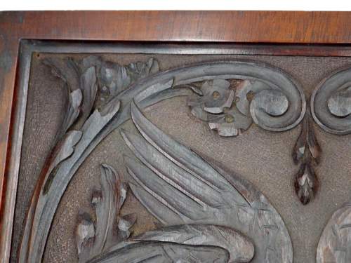 Antique 19th Century Carved Griffins Walnut Panel image-5