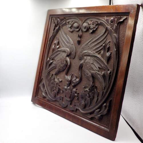 Antique 19th Century Carved Griffins Walnut Panel image-6