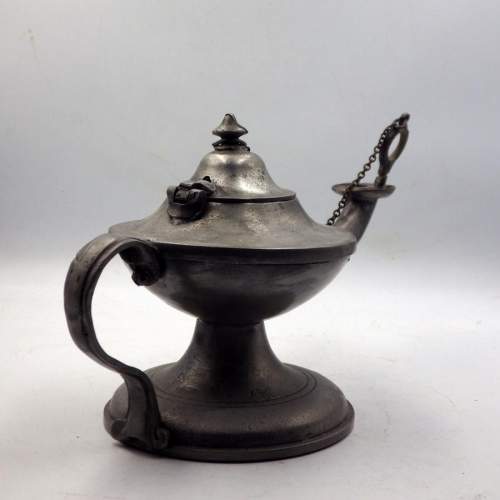 Antique Early 19th Century Pewter Whale Oil Lamp image-2