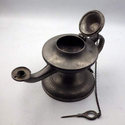 Antique Early 19th Century Pewter Whale Oil Lamp image-3