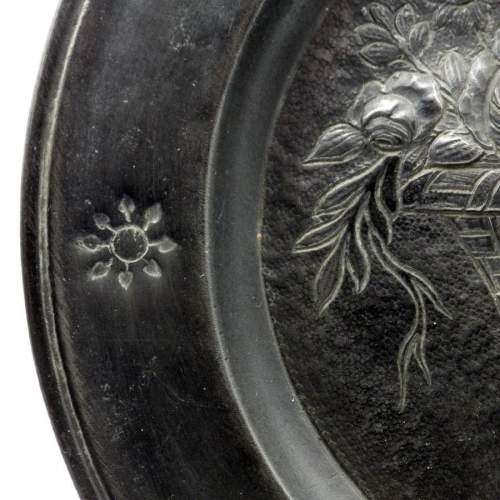 Antique 18th Century Repousse Pewter Plate image-2