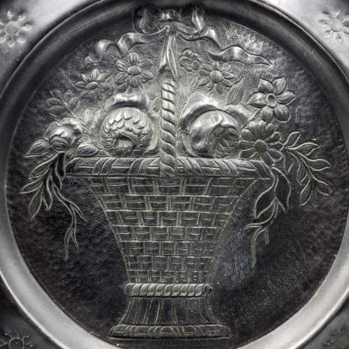 Antique 18th Century Repousse Pewter Plate image-3