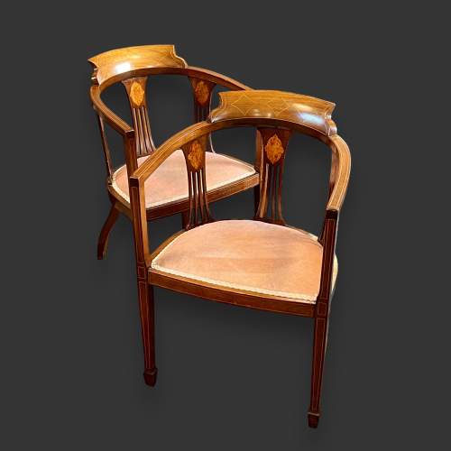 Pair of Edwardian Inlaid Mahogany Chairs image-2