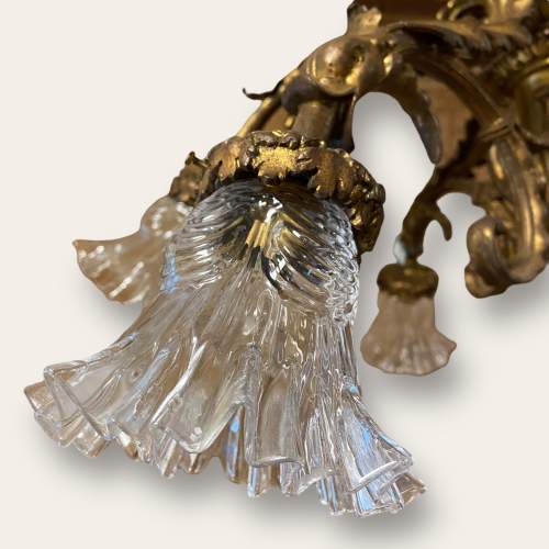 20th Century French Bronze Six Branch Ceiling Light image-2