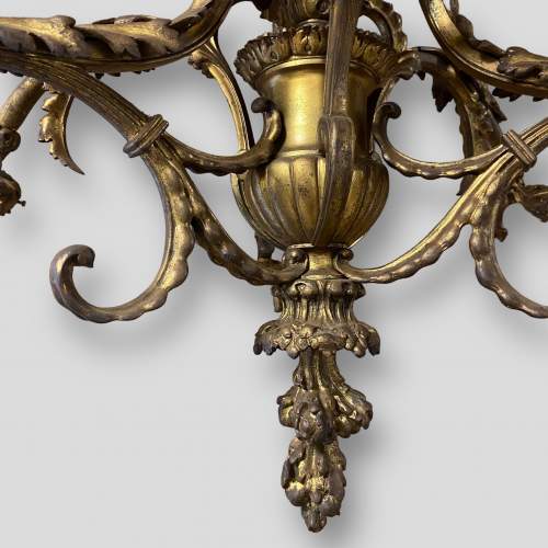 20th Century French Bronze Six Branch Ceiling Light image-4