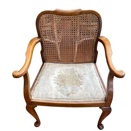 An Attractive Pair Of Early Walnut  Arm Chairs with Caned Backs image-5