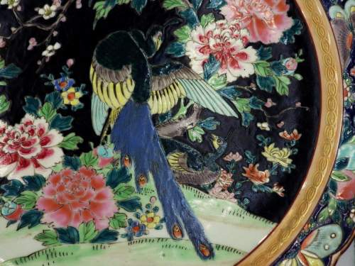 Chinese Signed 20th Century Exotic Bird Famille Rose Charger image-6