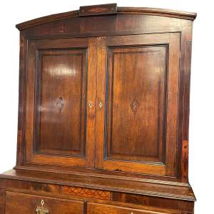George III Oak Inlaid  Cupboard on Chest of Drawers