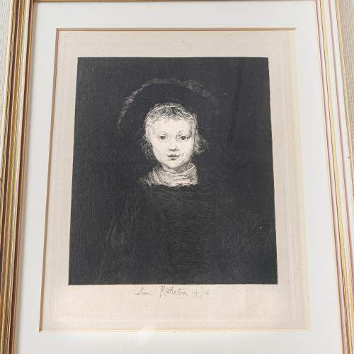 Antique Victorian Etching of Rembrandts Portrait of a Boy image-3