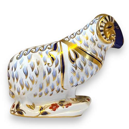 Royal Crown Derby Paperweight of a Ram image-2