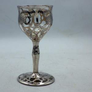 Art Nouveau Antique American Silver Overlay Liqueur Glass
