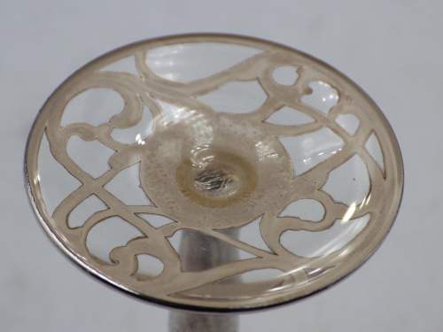 Art Nouveau Antique American Silver Overlay Liqueur Glass image-6
