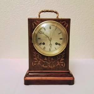 Small Rosewood and Boxwood Inlaid French Clock