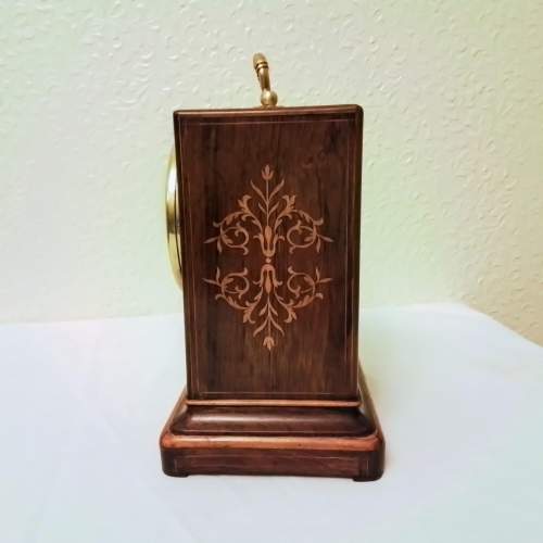 Small Rosewood and Boxwood Inlaid French Clock image-6