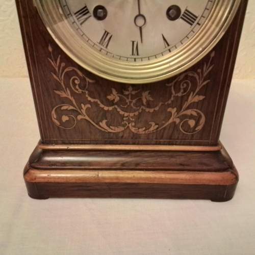 Small Rosewood and Boxwood Inlaid French Clock image-5