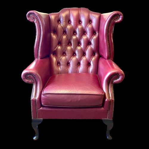 Chesterfield Leather Queen Anne style Winged Chair image-2