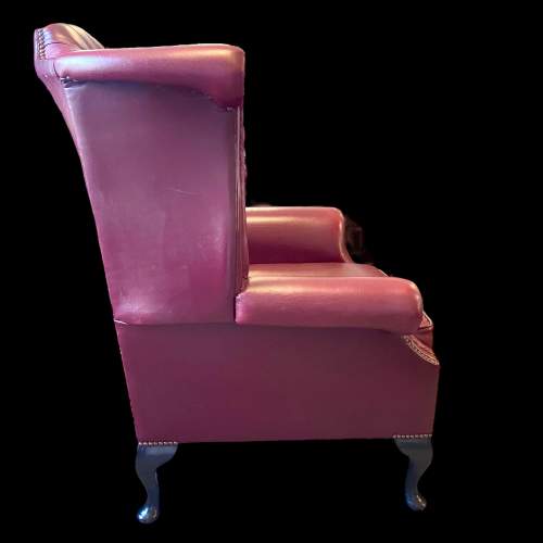Chesterfield Leather Queen Anne style Winged Chair image-3