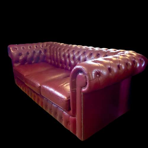 Chesterfield Leather Three Seater Sofa image-1