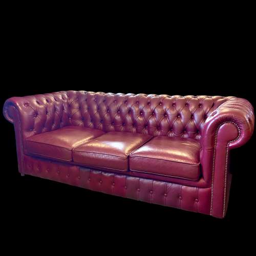 Chesterfield Leather Three Seater Sofa image-4
