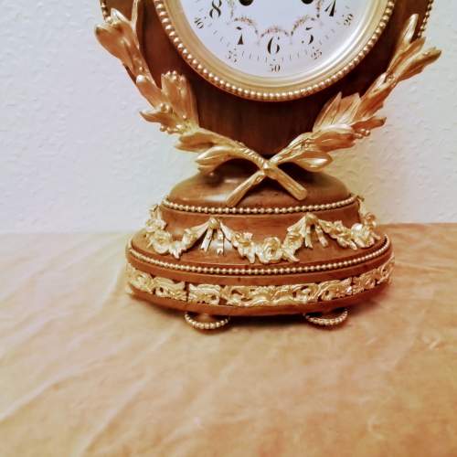 French Walnut Lyre Clock by A D Mougin image-2