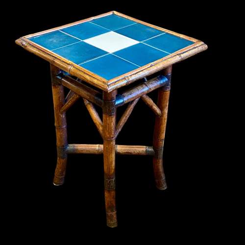 Early 20th Century Tiled Top Bamboo Table image-1
