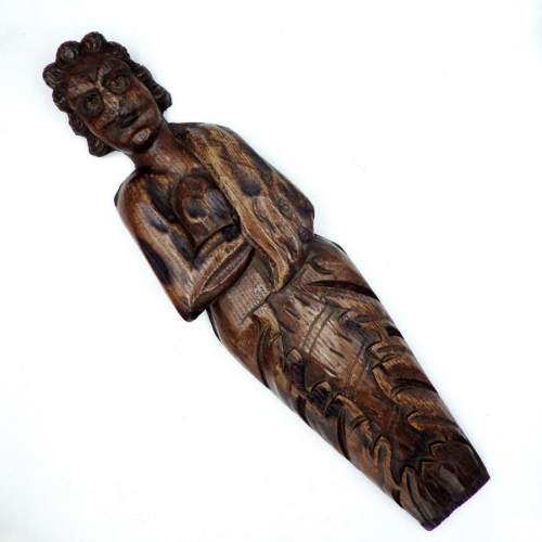 Antique 19th Century Carved Oak Figure Corbel image-1