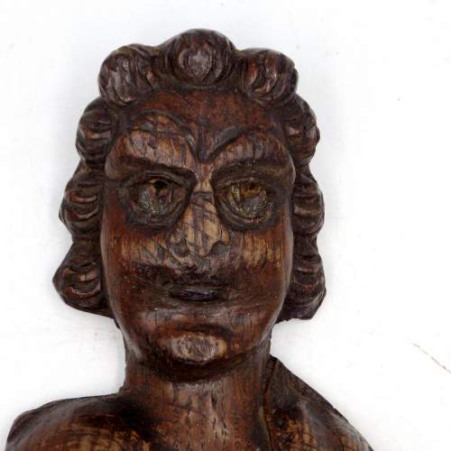 Antique 19th Century Carved Oak Figure Corbel image-2