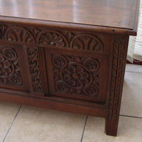 Late 18th Century Carved Oak Coffer image-4