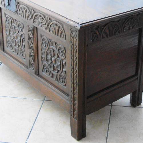 Late 18th Century Carved Oak Coffer image-2