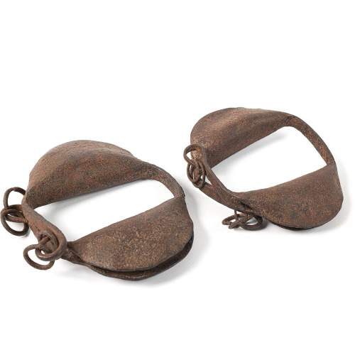 Very Rare Set of Antique Iron Slave Rattle Shackles image-1