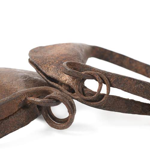 Very Rare Set of Antique Iron Slave Rattle Shackles image-6