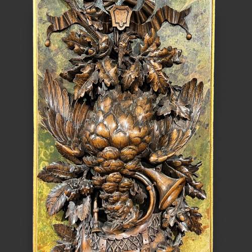 Rare Pair of Carved Black Forest Wall Plaques image-4