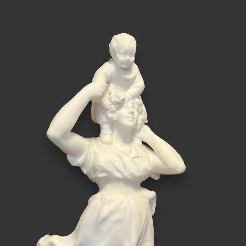 Signed Italian Carrara Marble Figure of Mother and Child image-2