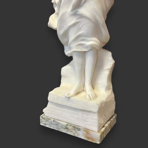 Signed Italian Carrara Marble Figure of Mother and Child image-4