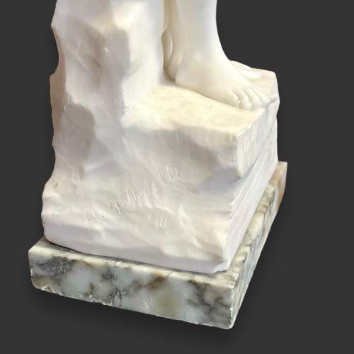 Signed Italian Carrara Marble Figure of Mother and Child image-5