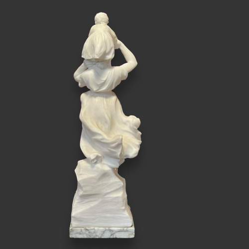 Signed Italian Carrara Marble Figure of Mother and Child image-6