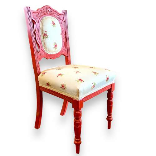 Pretty Victorian Painted and Upholstered Side Chair image-1