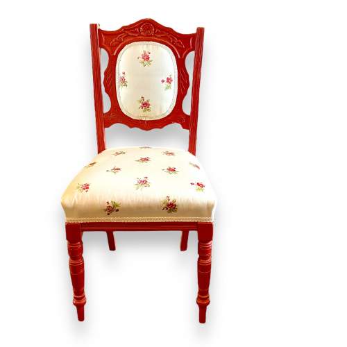Pretty Victorian Painted and Upholstered Side Chair image-2