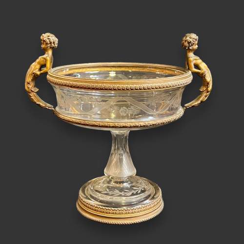 19th Century French Engraved Glass Ormolu Mounted Coupe image-1