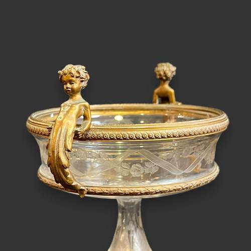 19th Century French Engraved Glass Ormolu Mounted Coupe image-2